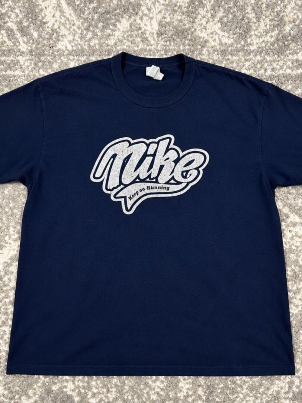 Nike Keep On Running Navy Graphic T-Shirt Retro Style